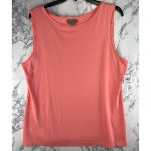 Style & Co. Womens Size XL Boatneck Tank Salmon Rose 100% Cotton